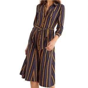 Boden Navy Susannah Floral Long Sleeve Jersey Knit Midi Shirt Dress Size 12R